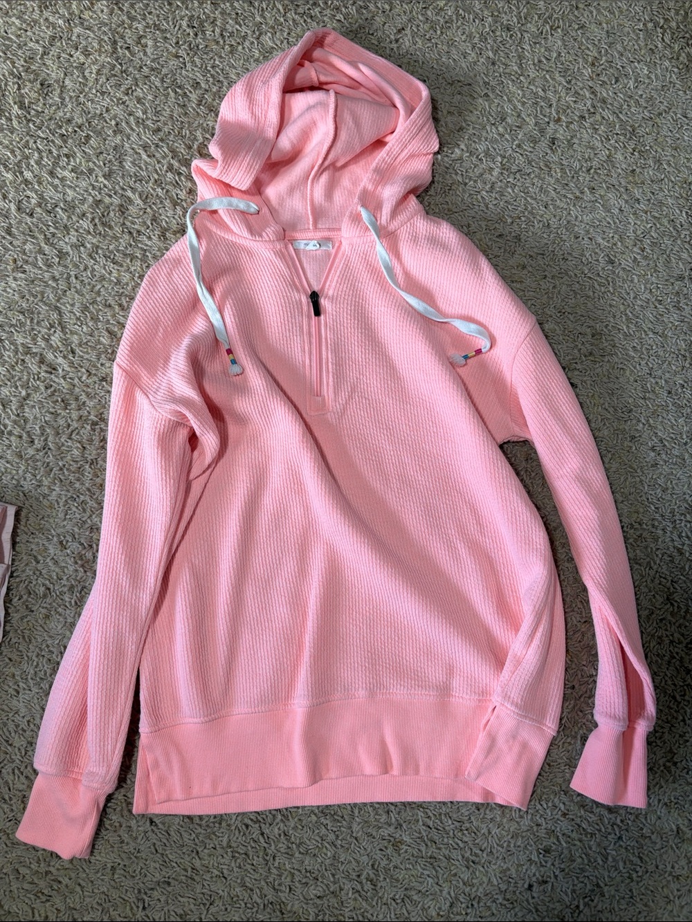 Maurices Light Pink Waffle-Knit Hooded Pullover